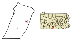 Location of McConnellsburg in Fulton County, Pennsylvania.