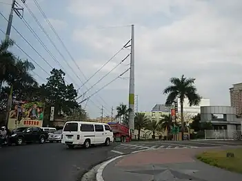 Steel pole 49 anchoring the line to a portal tower, located along Upper McKinley Road, Bonifacio Global City, Taguig.