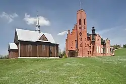 Old and new church in Górki