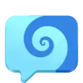 embossed square speech balloon with blue vortex