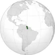 Map showing Guyana