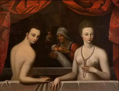 Portrait of Gabrielle d'Estrées and her sister, the Duchess of Villars, c.1594