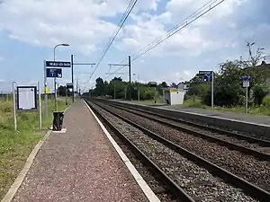 Double-track railway line with side platforms