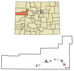 Location of the Cattle Creek CDP in Garfield County, Colorado.