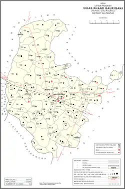 Map showing Dhanapur (#250) in Gauriganj CD block