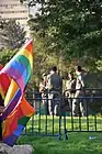 Some Israeli soldiers in uniform seen at Jerusalem Pride in 2012.