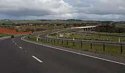 Looking south from the Midland Highway along section 2 towards the Lewis Bandt Bridge and Waurn Ponds.