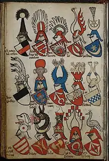 Leliwa in the 15th century shape in Armorial Gelre (in the upper right corner)