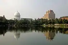 General Post Office and Reserve Bank of India building from across Lal Dighi