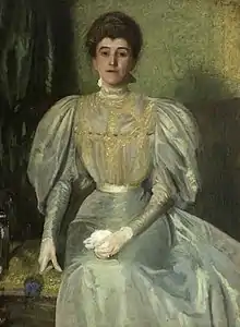 oil painting of a young white woman in late 19th century dress