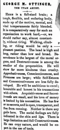 George M. Ottinger phrenological reading, published in the American Phrenological Journal in March 1869.