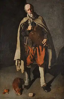 The Hurdy-Gurdy Player with a Dog, 186 × 120 cm, musée municipal de Bergues, c. 1622-1625