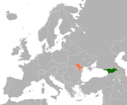 Map indicating locations of Georgia and Moldova