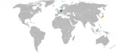 Map indicating locations of Germany and Japan