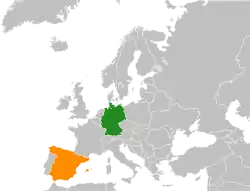 Map indicating locations of Germany
 and Spain