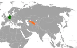 Map indicating locations of Germany and Uzbekistan