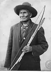 Geronimo, military leader, born near Gila River (then part of Sonora). (Apache)