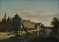 Waag on the Spaarne with Wooden crane, by Gerrit Adriaensz Berckheyde