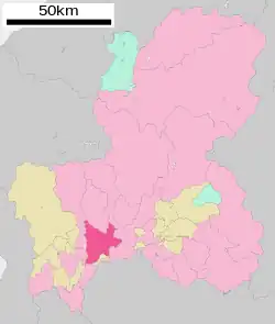 Location of Gifu in Gifu Prefecture