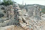 Different view of the ruins of the Burfind Hotel in Gillett