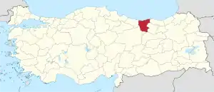 Location of the province within Turkey