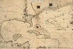 Contemporary map of Verrazzano's 1524 voyage