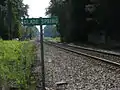 Railroad tracks immediately adjacent to Glade Spring town square.