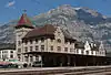 Glarus railway station building, goods shed, locomotive shed and turntable