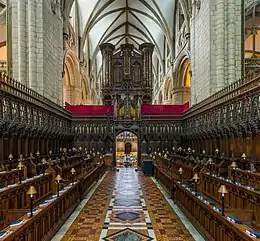 Facing west towards the choir, with the organ above