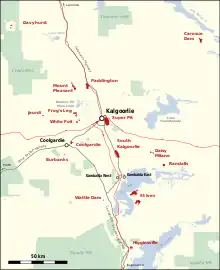 Gold mines in the Kalgoorlie region