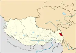 Location of Gonjo County within Tibet Autonomous Region