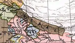 Territory of the Kingdom of Nepal in 1808