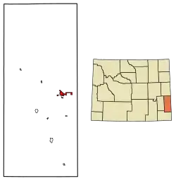 Location of Torrington in Goshen County, Wyoming.