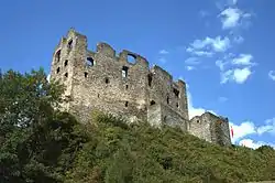 View of the castle ruins