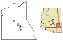 Location of Bryce in Graham County, Arizona.