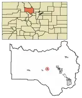 Location of Hot Sulphur Springs in Grand County, Colorado.