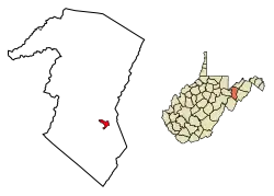 Location of Petersburg in Grant County, West Virginia.