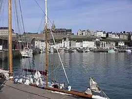 The harbour of Granville, with Notre-Dame church in the background