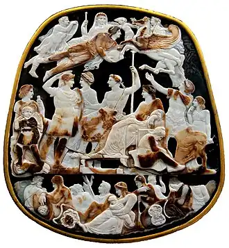 The cameo gem known as the "Great Cameo of France", c. 23 AD, with an allegory of Augustus and his family