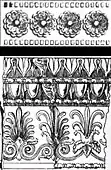 Top: Kyanos frieze from Tiryns. Bottom: Frieze of the Erechtheion in (Athens), 4th BCE