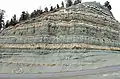 Unnamed middle member, Green River Formation along U.S. Highway 191 near Indian Canyon Summit, Duchesne County, Utah.