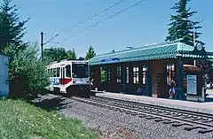 A 1989 photo, when the line section on which the station is located was still bidirectional single-track