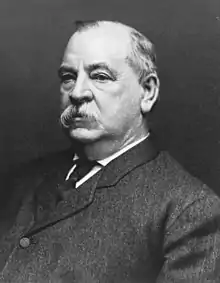 Black-and-white photographic portrait of Grover Cleveland