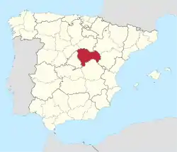 Map of Spain with Guadalajara highlighted