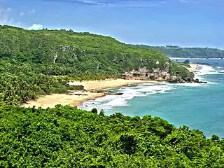 View of the coastline of Quebradillas, Puerto Rico near the tunnel entrance