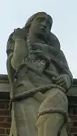 A close-up of the statue of St Catherine.