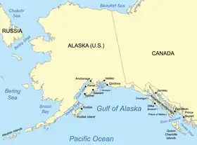 Map showing the Gulf of Alaska