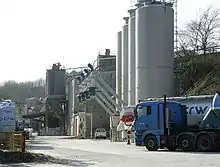 Industrial silos and pipes.