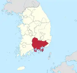 Location of South Gyeongsang Province