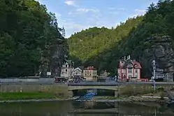 Confluence of the Kamenice and Elbe rivers